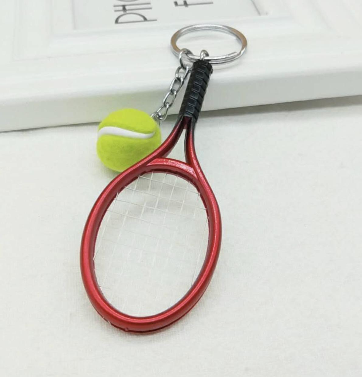 Mini Tennis Racket Keychain 1Pcs Mini Tennis Racket Ball Keychain Gift Sports Keyring Decoration