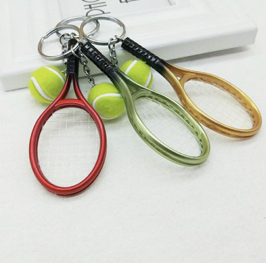 Mini Tennis Racket Keychain 1Pcs Mini Tennis Racket Ball Keychain Gift Sports Keyring Decoration