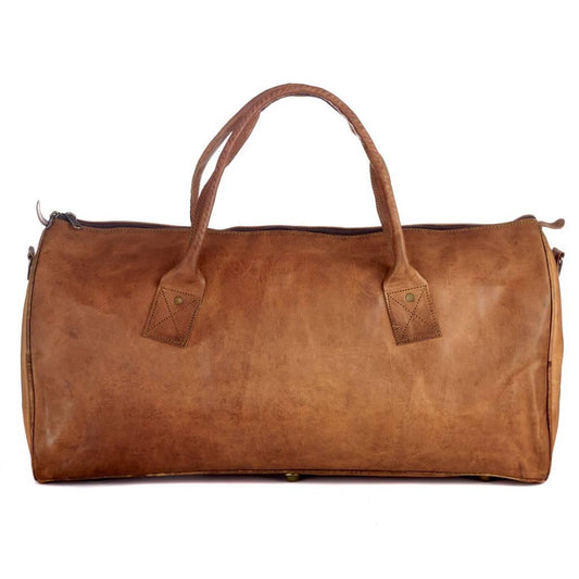 Leather Duffle Gym Bag: Vintage Full - Grain Leather for Rugged Workout & Travel Style