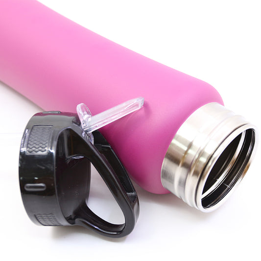 Insulated Water Bottle with 2-in-1 Straw and Spout Lid Keep Cold 24H Stainless Steel Water Bottle for Sports Travel School