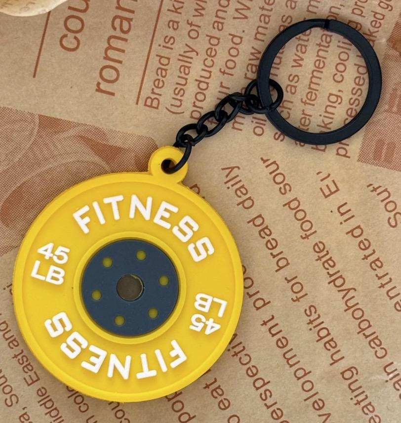 Barbell Mini Keychain Eye-Catching Silicone Barbell Kettlebell Keychain Gym Weightlifting 1 Keychain