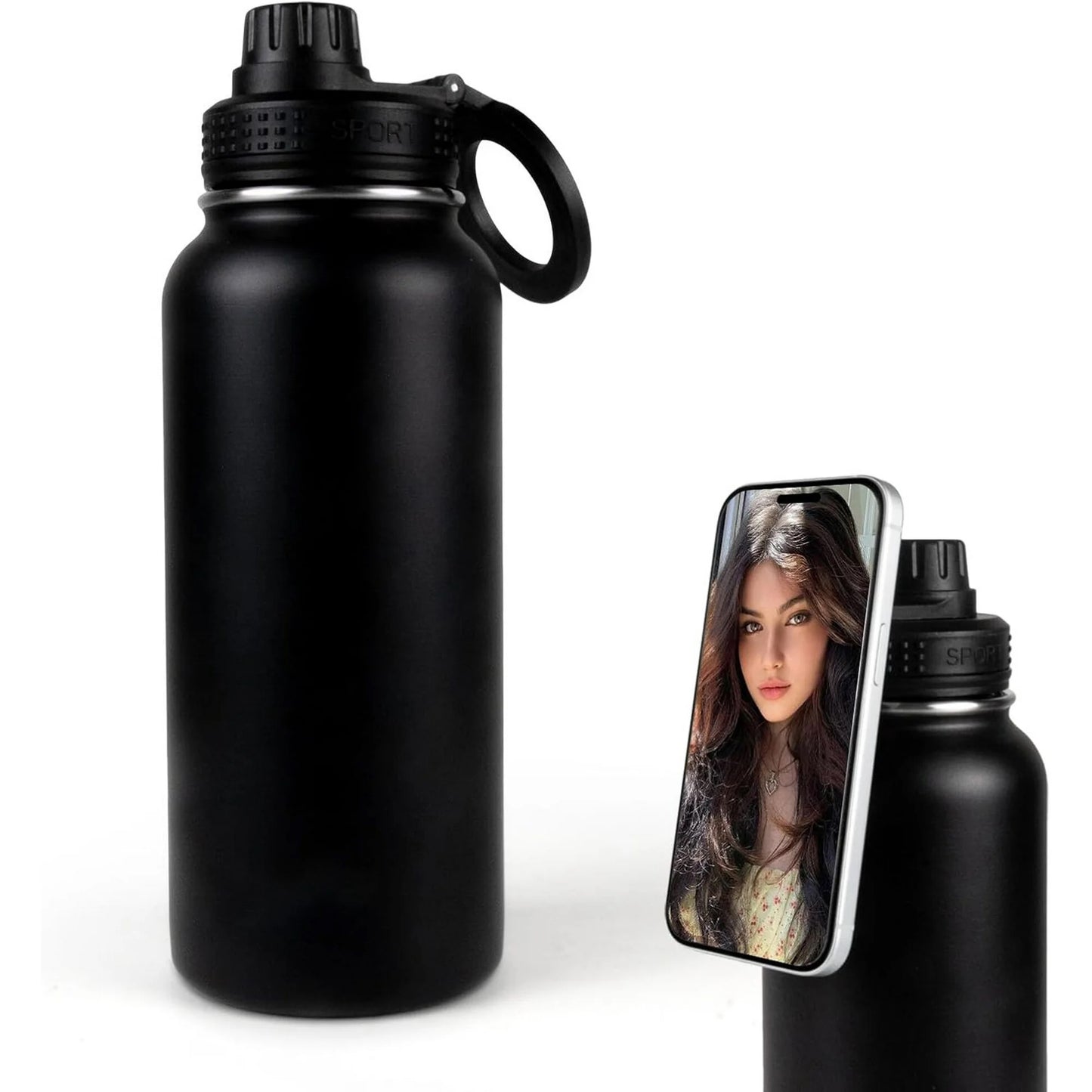 1000ml Stainless Steel Gym & Sports Bottle for Men and Women Compatible Water Bottle with Magnetic Phone Holder