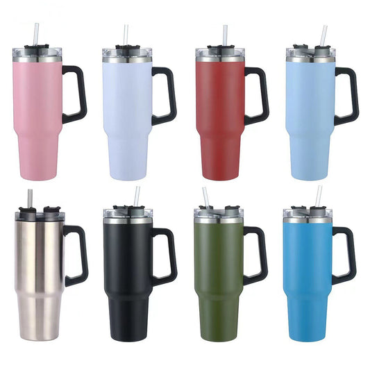 Stainless Steel Water Bottle with Straw Handle 900ml Big Capacity Leak Proof Water Bottle BPA-Free Bottle for Car