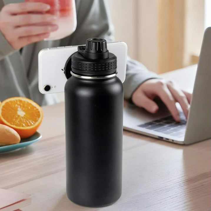 1000ml Stainless Steel Gym & Sports Bottle for Men and Women Compatible Water Bottle with Magnetic Phone Holder