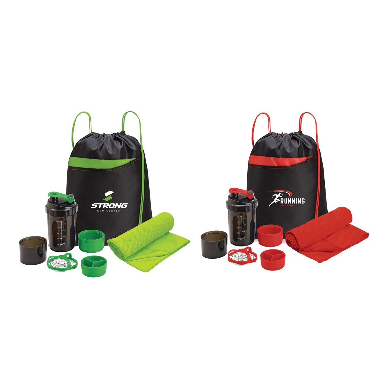 Fitness Gift Set with 3-in-1 Shaker Bottle Cooling Towel In Handy Drawstring Bag Bottle Gift Pack