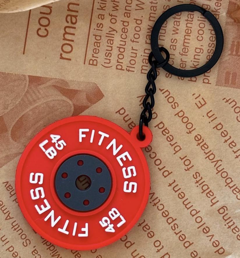Barbell Mini Keychain Eye-Catching Silicone Barbell Kettlebell Keychain Gym Weightlifting 1 Keychain