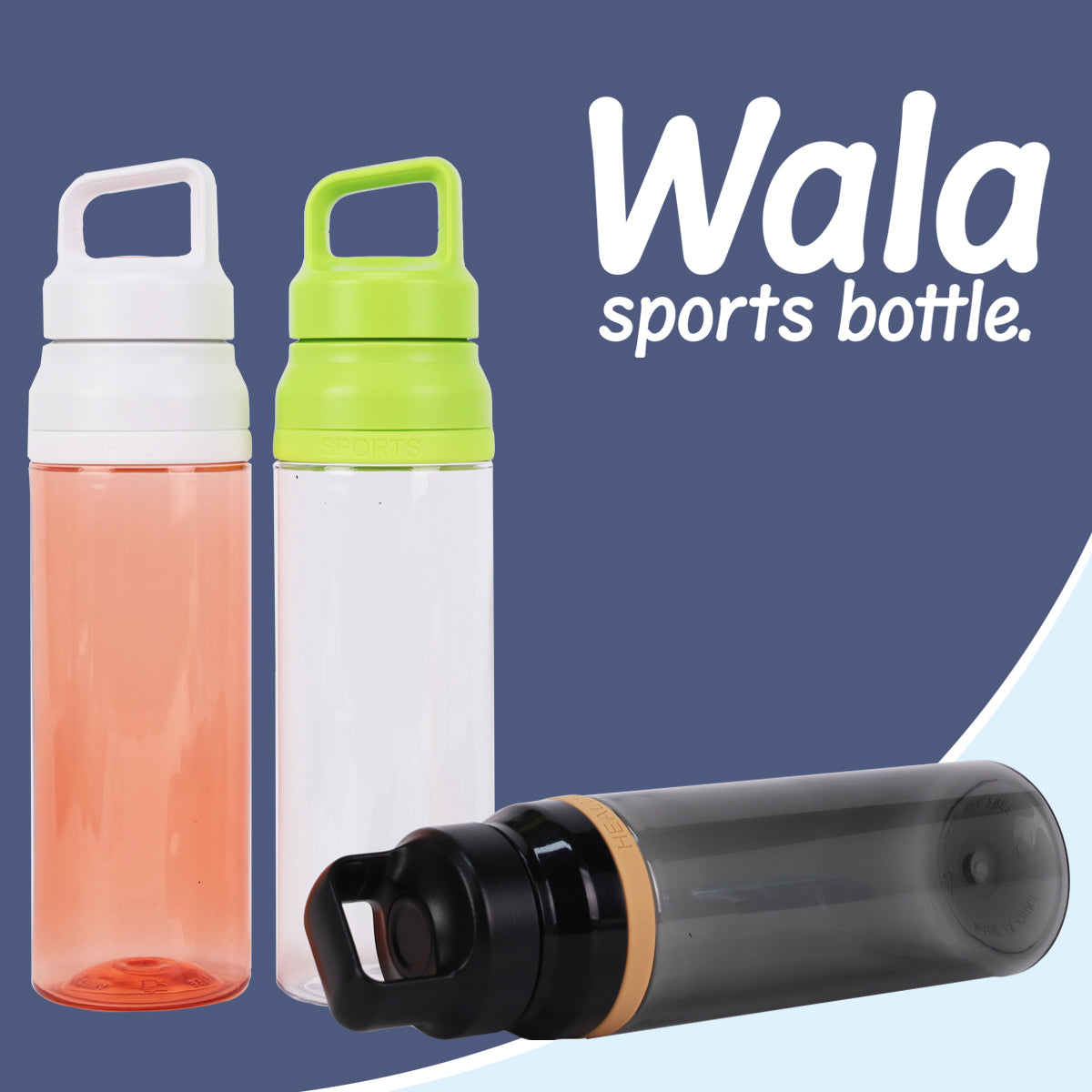 Click Button Tritan Water Bottle Food Grade Plastic Bottle Big Mouth Water Bottle for Cycling Sport Games BPA Free
