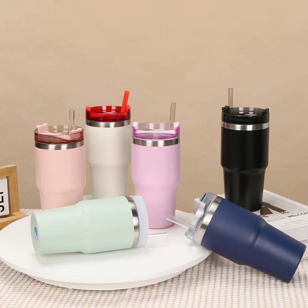 Insulated Water Bottle with Straw Stainless Steel Metal Vacuum Water Flask Large Thermos Water bottle for Travel Camping Gym