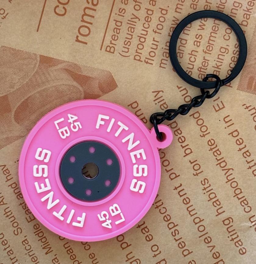 Barbell Mini Keychain Eye-Catching Silicone Barbell Kettlebell Keychain Gym Weightlifting 1 Keychain