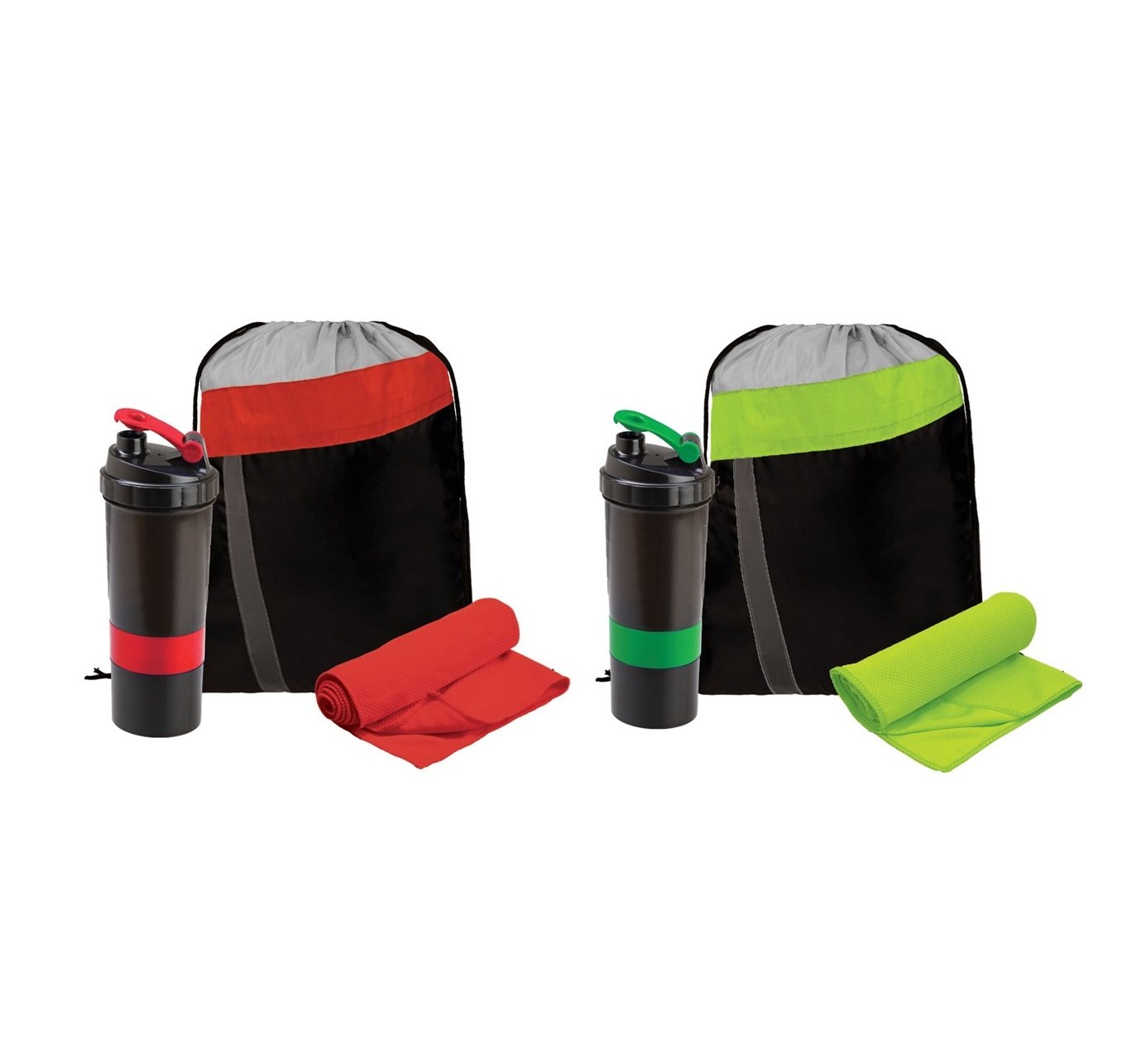 Workout Gift Set with 3-in-1 Shaker Bottle Cooling Towel In Handy Drawstring Bag Bottle Gift Pack