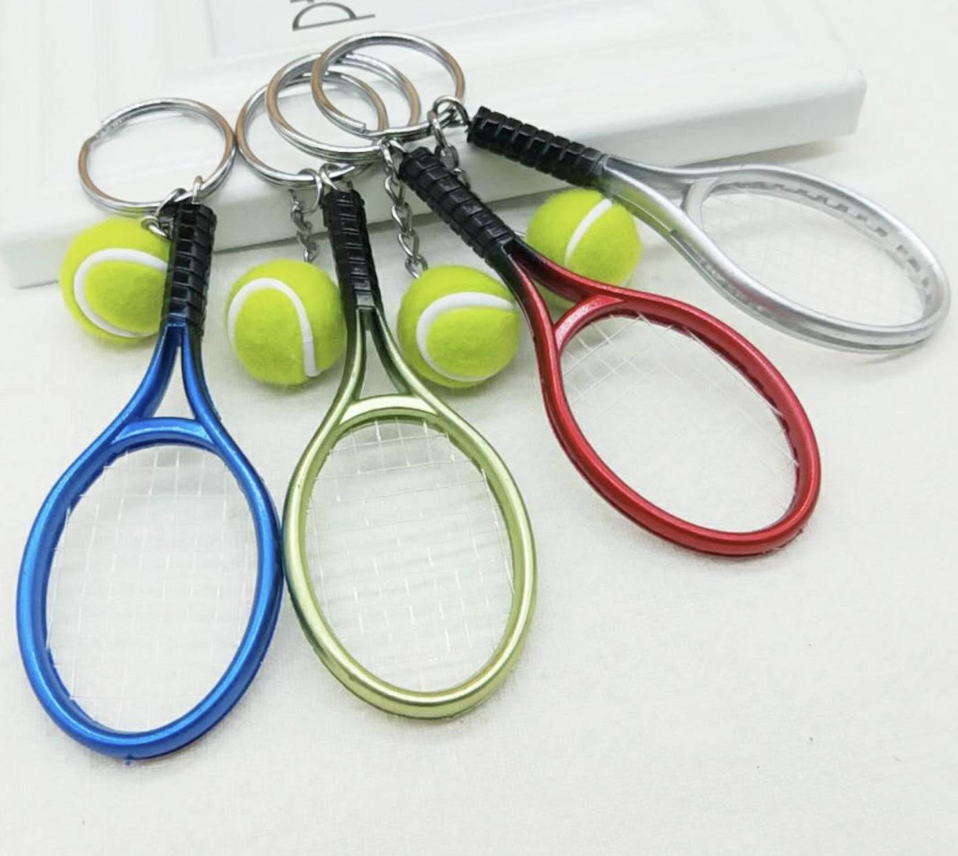 Mini Tennis Racket Keychain 1Pcs Mini Tennis Racket Ball Keychain Gift Sports Keyring Decoration