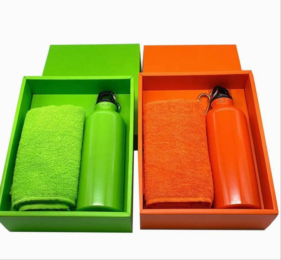 Bottle Gift Pack 500ml Aluminum Sport Water Bottle and Towel With Carabiner Gift Set OEM