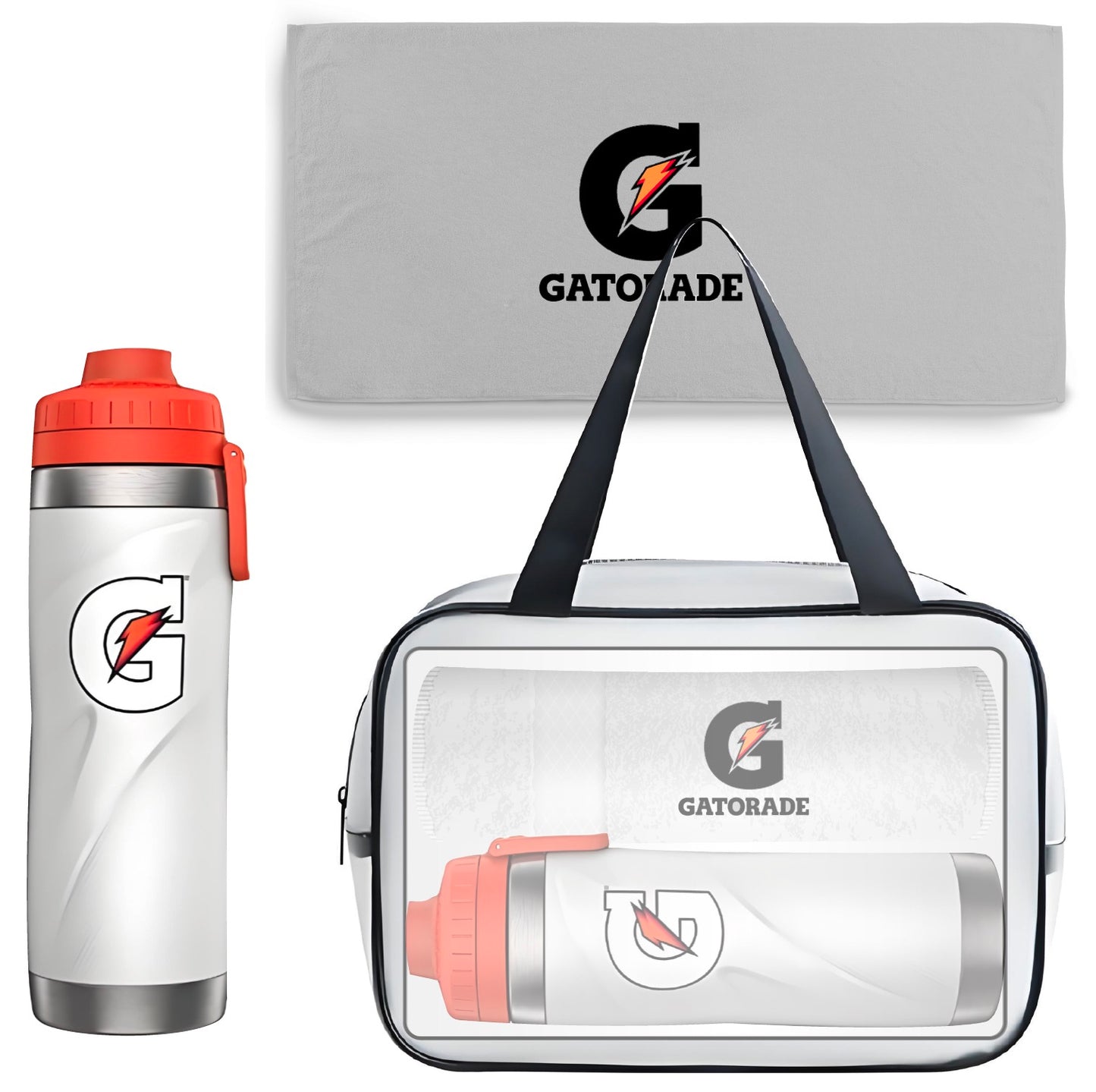 Gatorade Metal Bottle Set with Insulated Stainless Steel Water Bottle Towel and Bag OEM Bottle Gift Pack