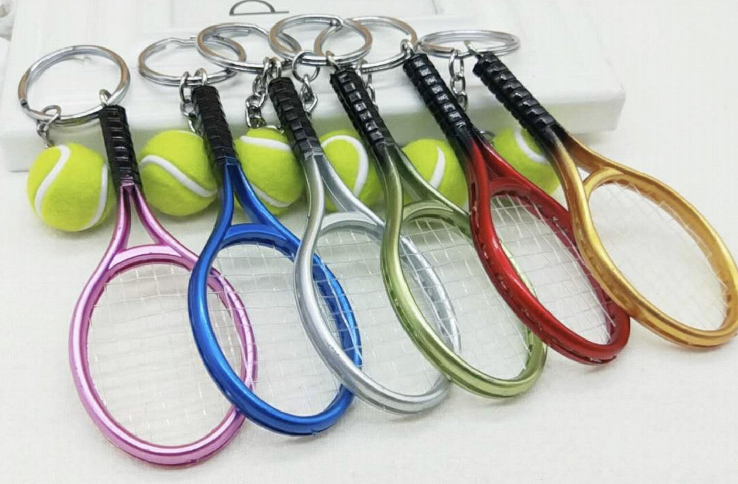 Mini Tennis Racket Keychain 1Pcs Mini Tennis Racket Ball Keychain Gift Sports Keyring Decoration