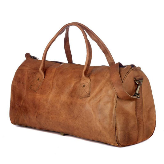 Leather Duffle Gym Bag: Vintage Full - Grain Leather for Rugged Workout & Travel Style