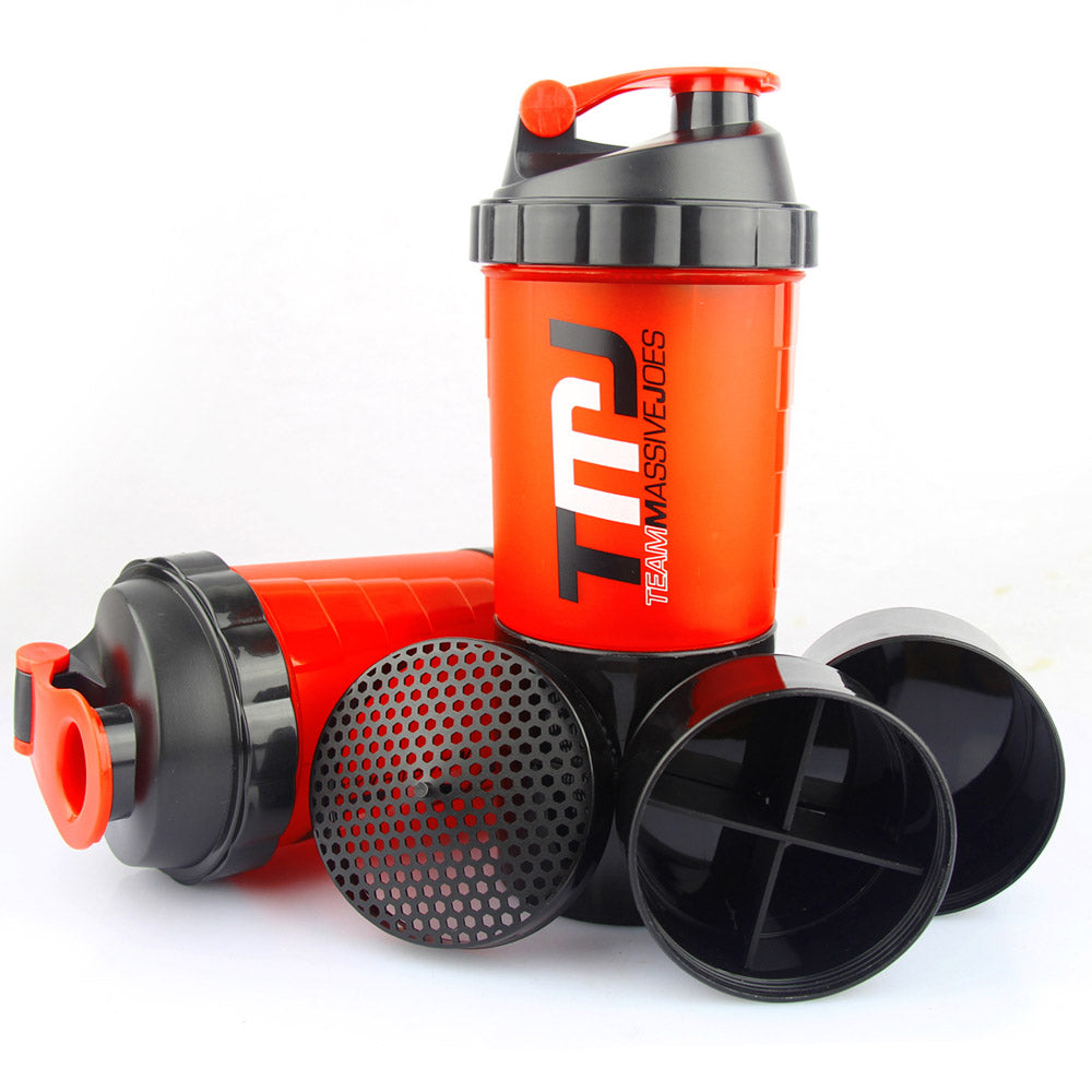 3 Layer in 1 Storage Plastic Shaker Bottle for GYM Sports Plastic Shaker with Pill Box Shaker Bottles for Protein Mixes