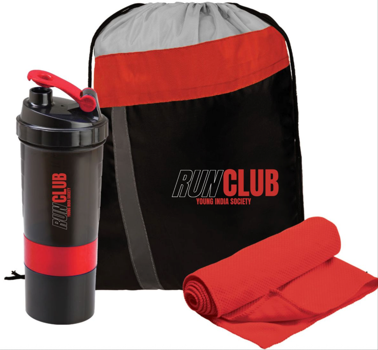 Workout Gift Set with 3-in-1 Shaker Bottle Cooling Towel In Handy Drawstring Bag Bottle Gift Pack