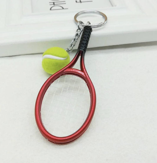 Mini Tennis Racket Keychain 1Pcs Mini Tennis Racket Ball Keychain Gift Sports Keyring Decoration
