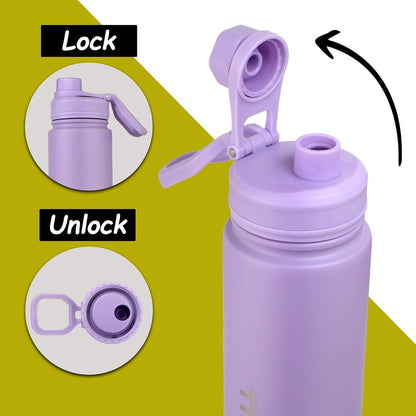 650ml Capacity Leakproof Twist on Lid Slim Insulated Stainless Steel Water Bottle BPA-Free Insulated Water Bottle with Lid