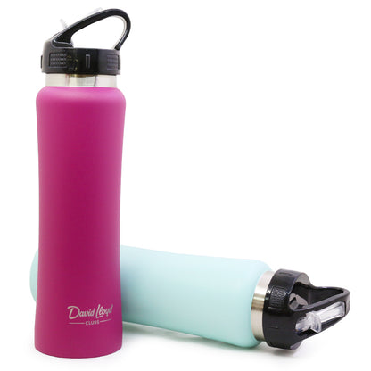Insulated Water Bottle with 2-in-1 Straw and Spout Lid Keep Cold 24H Stainless Steel Water Bottle for Sports Travel School