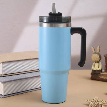 Stainless Steel Water Bottle with Straw Handle 900ml Big Capacity Leak Proof Water Bottle BPA-Free Bottle for Car
