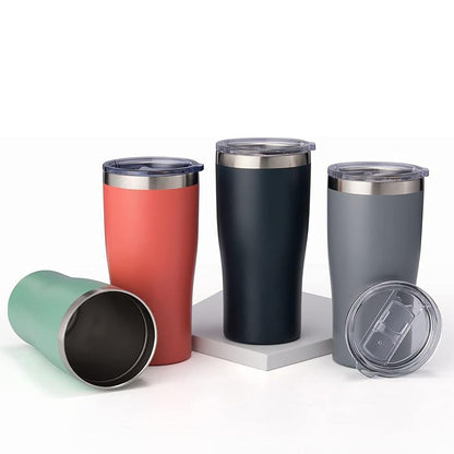 600ml Sports Water Bottle Double-layer Stainless Steel Water Bottle Wide Mouth Cover with Straw Beer Cup Customized Logo