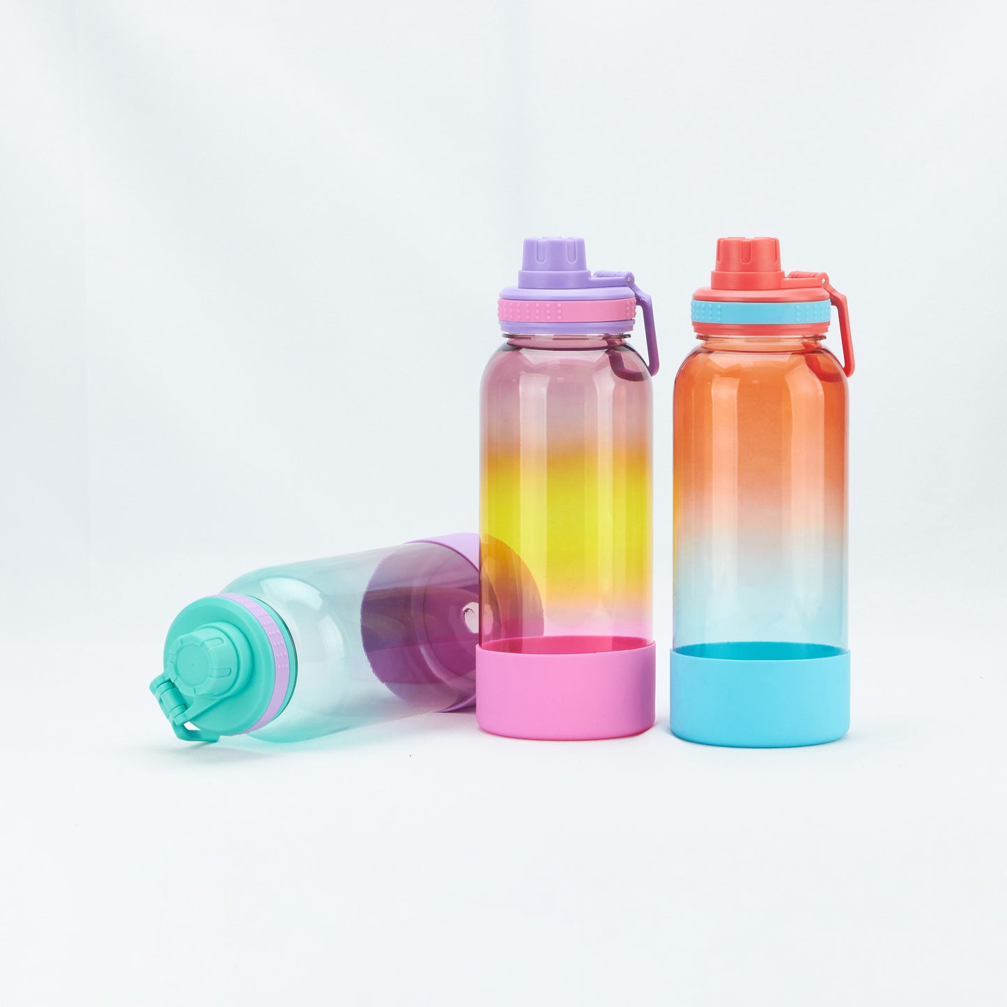 1000ml Plastic Bottle with Screw Lip Colorful Spray Painting Bottle with Rubber Bottom Insulated Water Jug BPA-Free Bottle