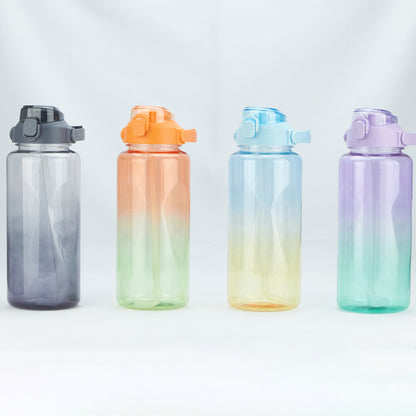 2000ml Plastic Bottle with Screw Lip Sports Water Bottle Reusable Water Bottles Leakproof Water Bottles Black for Gym